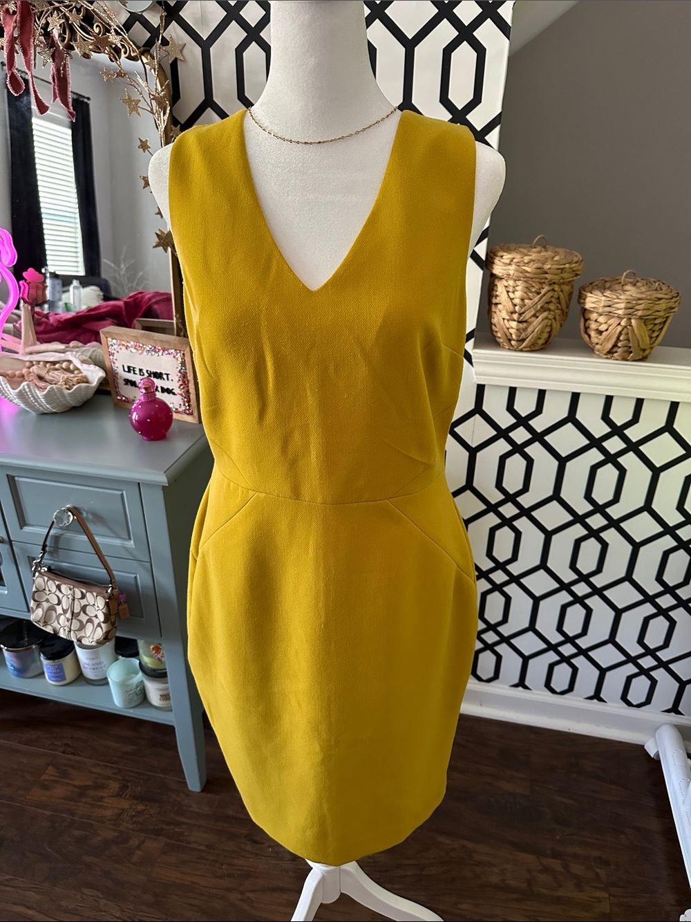 Banana Republic Sleeveless V-Neck Mustard Dress